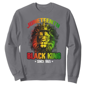Juneteenth Black King Since 1865 Sweatshirt Cool Awesome Lion Flag TS11 Charcoal Print Your Wear
