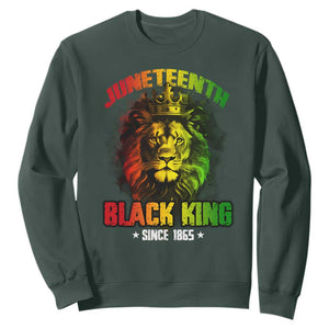 Juneteenth Black King Since 1865 Sweatshirt Cool Awesome Lion Flag TS11 Dark Forest Green Print Your Wear