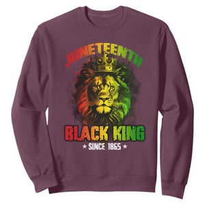 Juneteenth Black King Since 1865 Sweatshirt Cool Awesome Lion Flag TS11 Maroon Print Your Wear