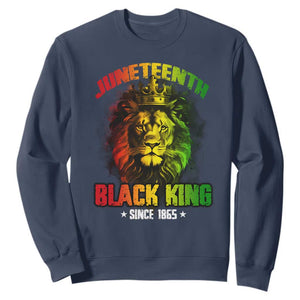Juneteenth Black King Since 1865 Sweatshirt Cool Awesome Lion Flag TS11 Navy Print Your Wear