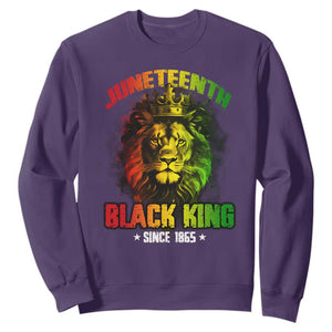 Juneteenth Black King Since 1865 Sweatshirt Cool Awesome Lion Flag TS11 Purple Print Your Wear