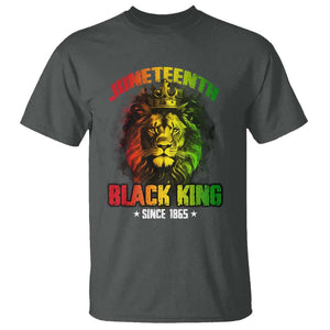 Juneteenth Black King Since 1865 T Shirt Cool Awesome Lion Flag TS11 Dark Heather Print Your Wear