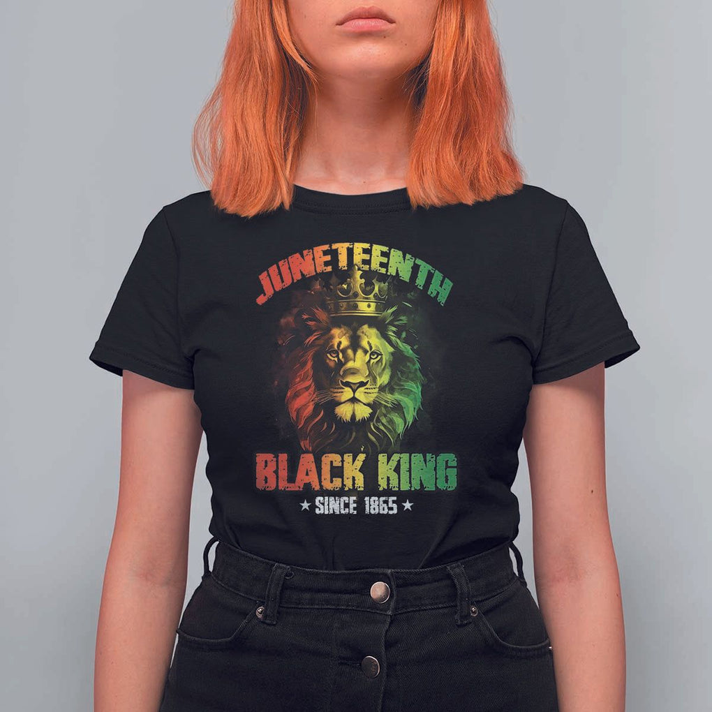 Juneteenth Black King Since 1865 T Shirt For Women Cool Awesome Lion Flag TS11 Black Print Your Wear