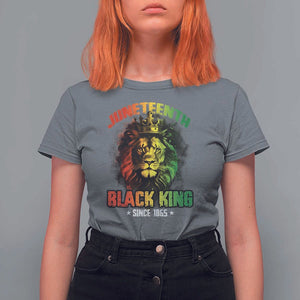 Juneteenth Black King Since 1865 T Shirt For Women Cool Awesome Lion Flag TS11 Charcoal Print Your Wear