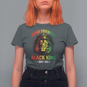 Juneteenth Black King Since 1865 T Shirt For Women Cool Awesome Lion Flag TS11 Dark Heather Print Your Wear