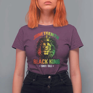 Juneteenth Black King Since 1865 T Shirt For Women Cool Awesome Lion Flag TS11 Maroon Print Your Wear