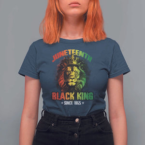 Juneteenth Black King Since 1865 T Shirt For Women Cool Awesome Lion Flag TS11 Navy Print Your Wear