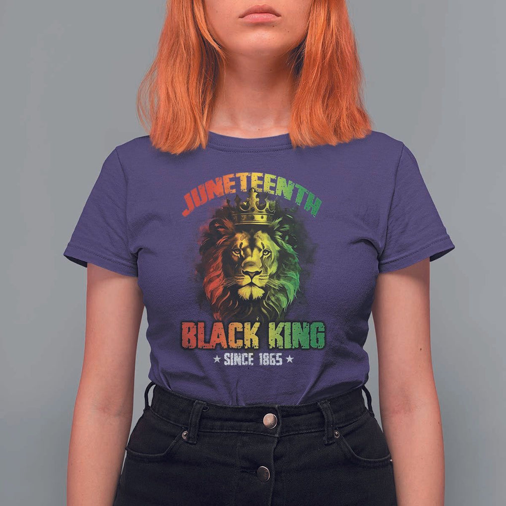 Juneteenth Black King Since 1865 T Shirt For Women Cool Awesome Lion Flag TS11 Purple Print Your Wear