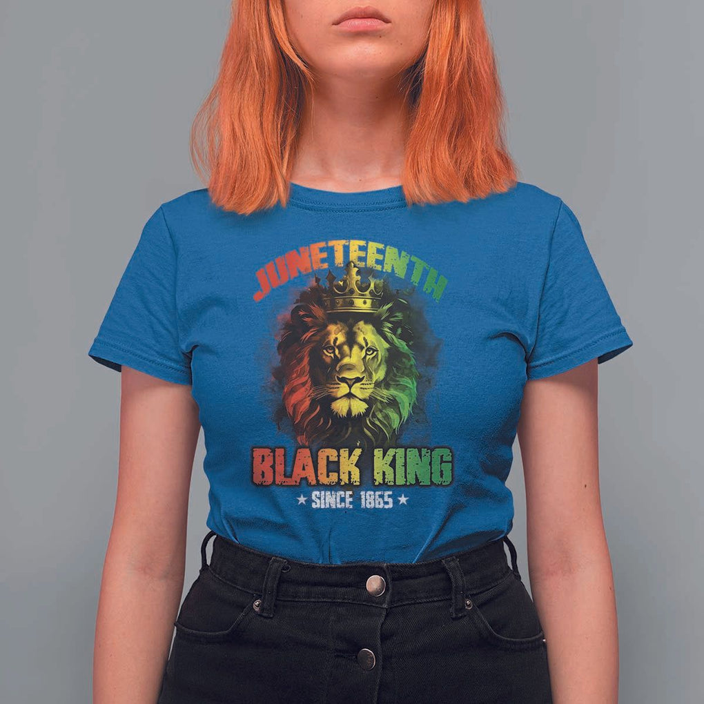 Juneteenth Black King Since 1865 T Shirt For Women Cool Awesome Lion Flag TS11 Royal Blue Print Your Wear