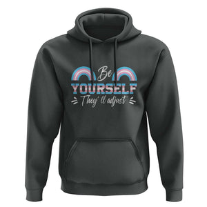 Transgender Hoodie Be Yourself They'll Adjust Vintage Rainbow Trans Pride Flag LGBT TS11 Dark Heather Print Your Wear