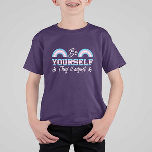 Transgender T Shirt For Kid Be Yourself They'll Adjust Vintage Rainbow Trans Pride Flag LGBT TS11 Purple Print Your Wear