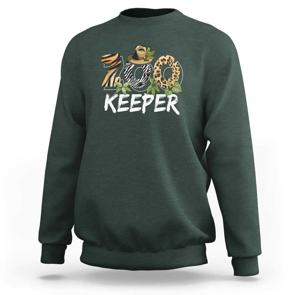 Zookeeper Sweatshirt Animals Cute Zoo Wildlife Lover TS11 Dark Forest Green Print Your Wear