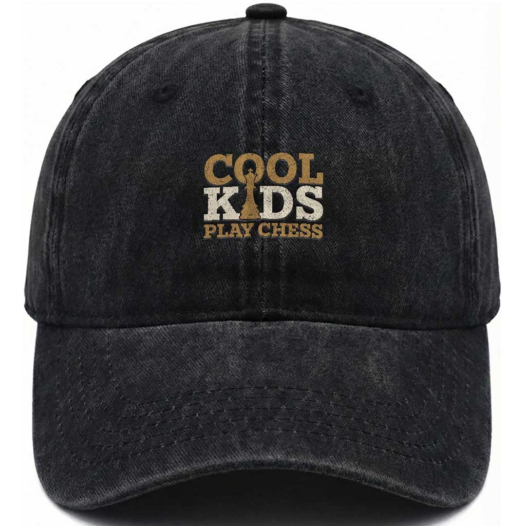Chess Lover Washed Cotton Baseball Cap Cool Kids Play Chess Vintage King
