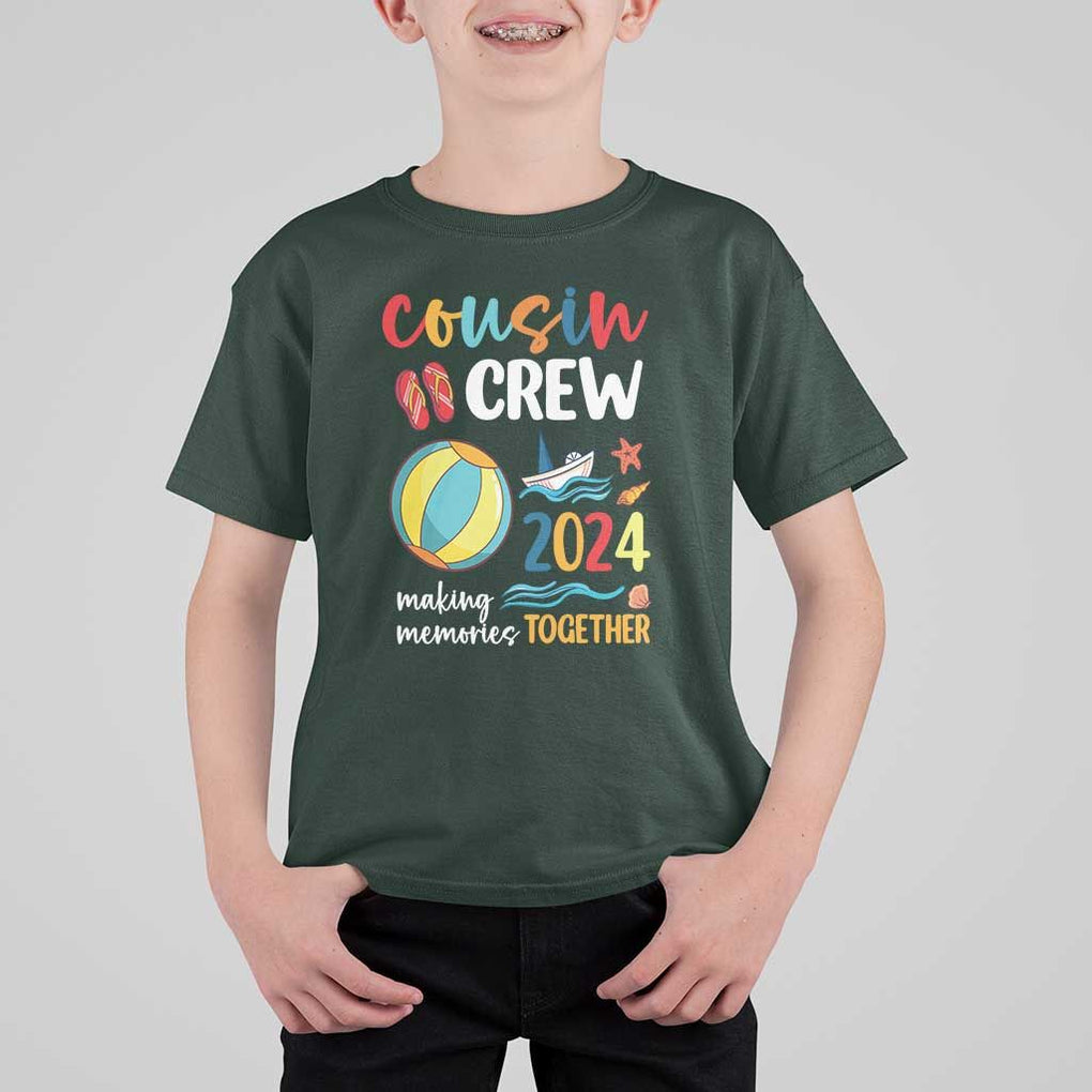 Cousin Crew 2024 Making Memories Together T Shirt For Kid Summer Vacation Beach Family Trips Matching Ocean Wave TS11 Dark Forest Green Print Your Wear