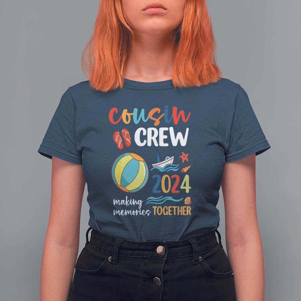 Cousin Crew 2024 Making Memories Together T Shirt For Women Summer Vacation Beach Family Trips Matching Ocean Wave TS11 Navy Print Your Wear