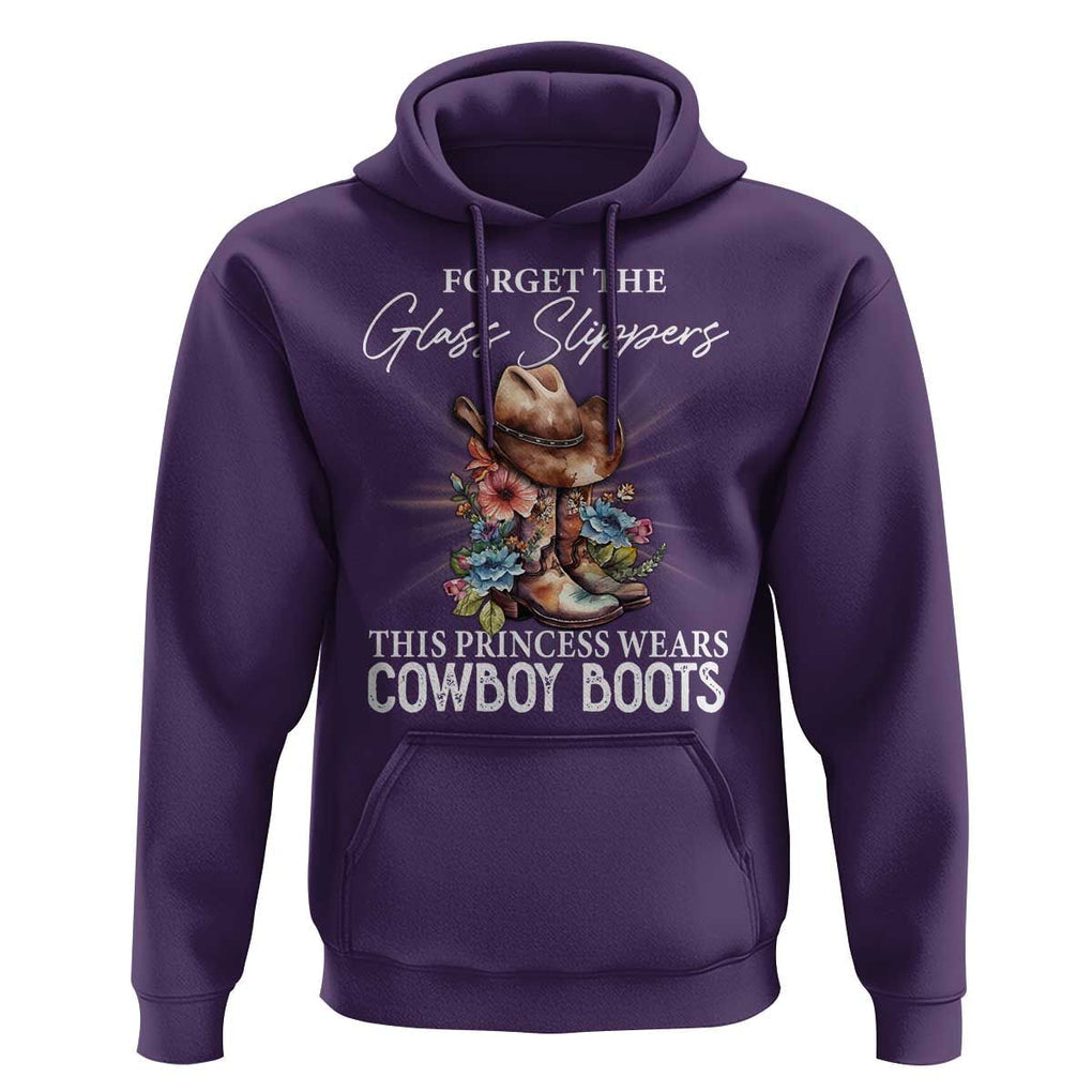 Funny Cowgirl Hoodie Forget Glass Slippers This Princess Wears Boots Western TS11 Purple Print Your Wear