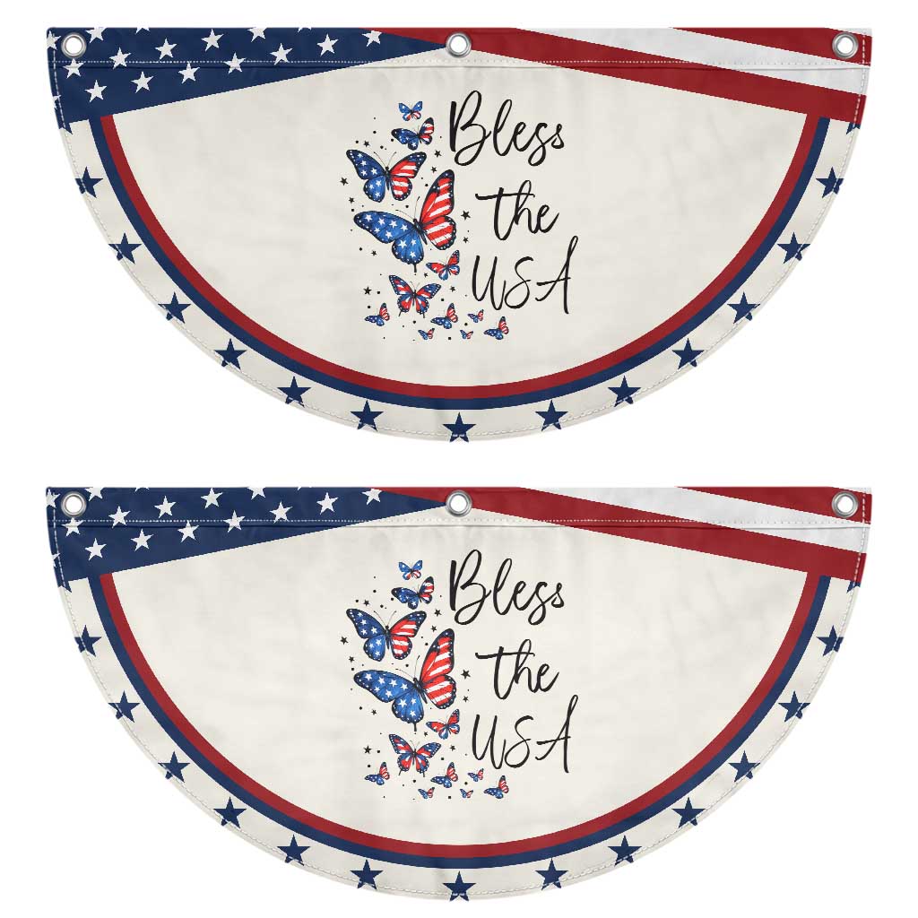 Bless The USA 4th of July Patriotic Fan Flag American Flag Butterfly Independence Day
