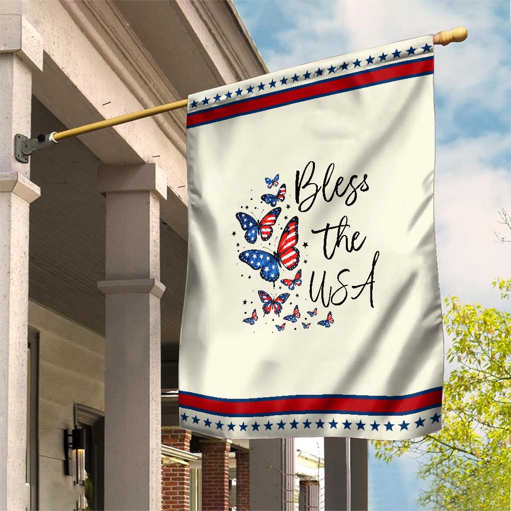 Bless The USA 4th of July Garden Flag Patriotic American Flag Butterfly Independence Day TS11 Modern Beige Red Print Your Wear