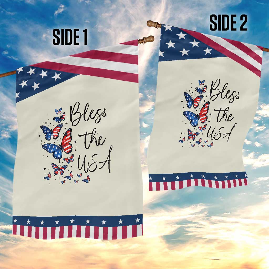 Bless The USA 4th of July Garden Flag Patriotic American Flag Butterfly Independence Day TS11 Print Your Wear