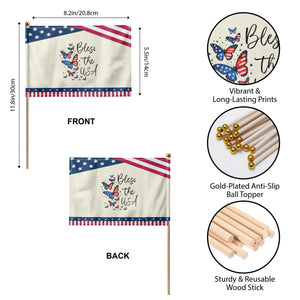 Bless The USA 4th of July Patriotic Handheld Flag Patriotic American Flag Butterfly Independence Day TS11 Print Your Wear
