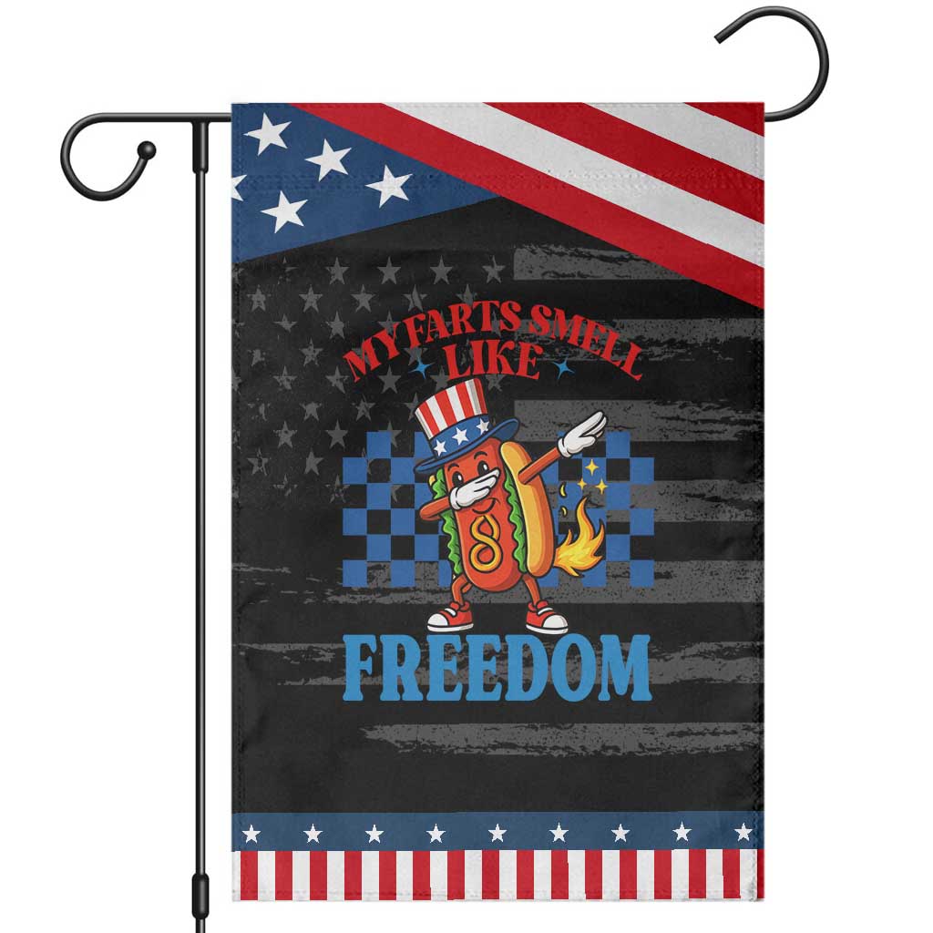 Funny My Farts Smell Like Freedom Garden Flag July 4th Hot Dog Lover TS11 Distressed Black Blue Print Your Wear