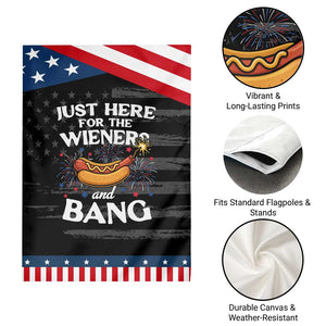 Funny Just Here For The Wieners And Bang Garden Flag 4th Of July Hot Dog Lover Fireworks TS11 Print Your Wear