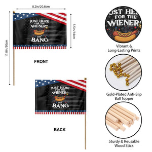 Funny Just Here For The Wieners And Bang Patriotic Handheld Flag 4th Of July Hot Dog Lover Fireworks TS11 Print Your Wear