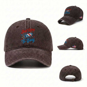 Funny Fireworks Just Here To Bang Washed Cotton Baseball Cap American Flag Firecracker Rocket TS11 Washed Cap Universal Fit Dark Brown Print Your Wear