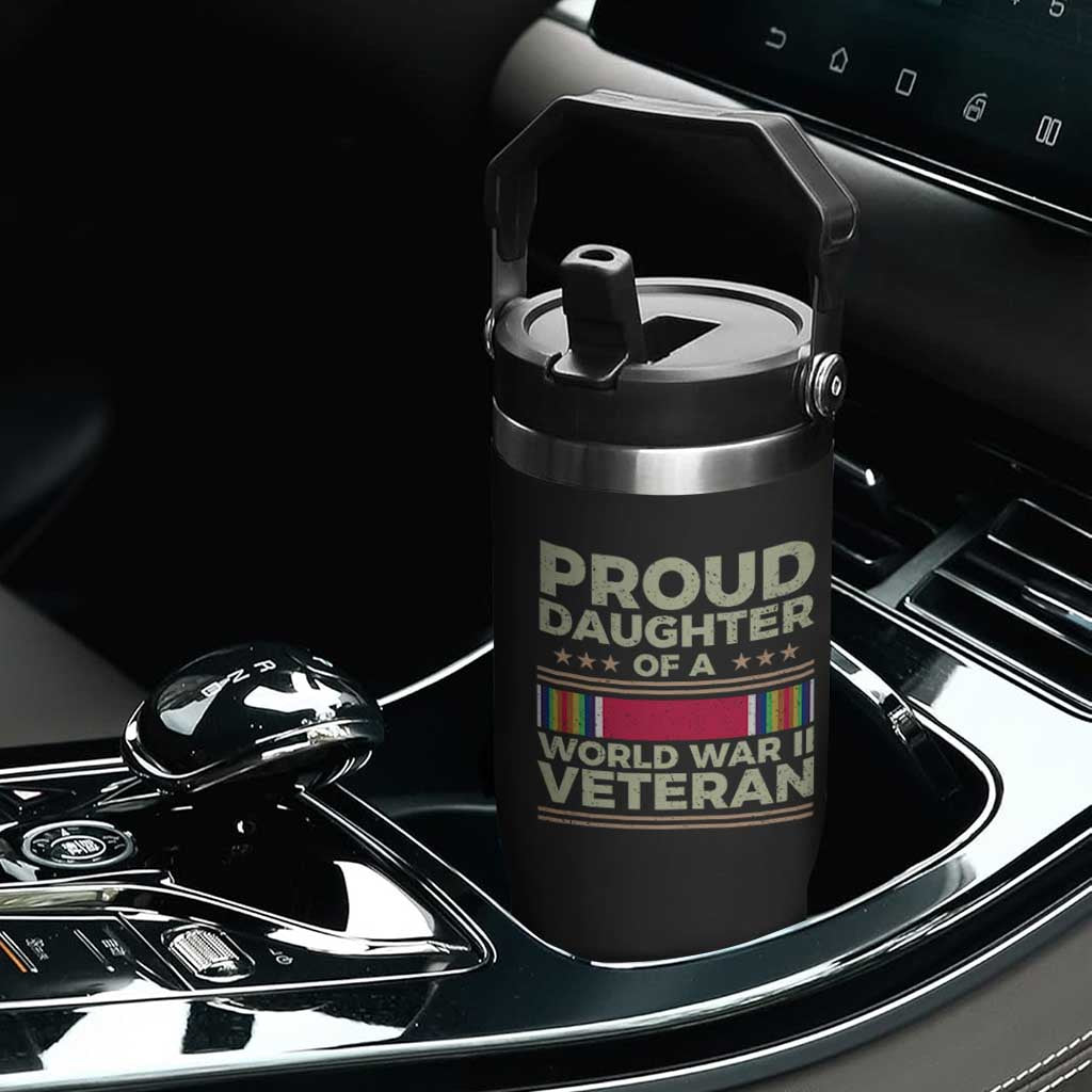 Proud Daughter Of A World War II Veteran Flip Straw Tumbler US WWII Vet TS11 Print Your Wear