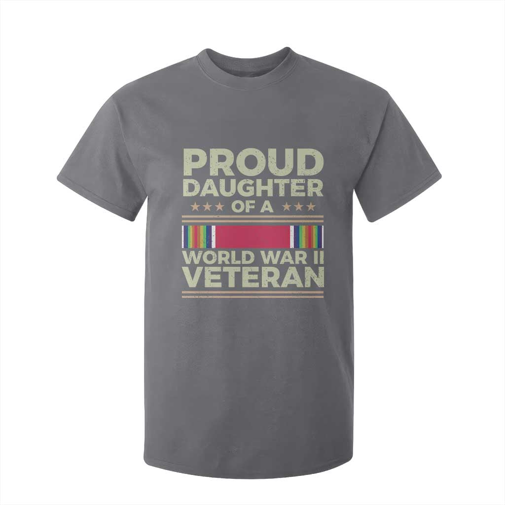 Proud Daughter Of A World War II Veteran T Shirt For Kid US WWII Vet TS11 Charcoal Print Your Wear