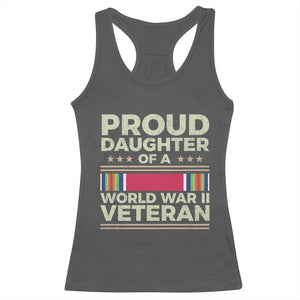 Proud Daughter Of A World War II Veteran Racerback Tank Top US WWII Vet TS11 Dark Heather Print Your Wear
