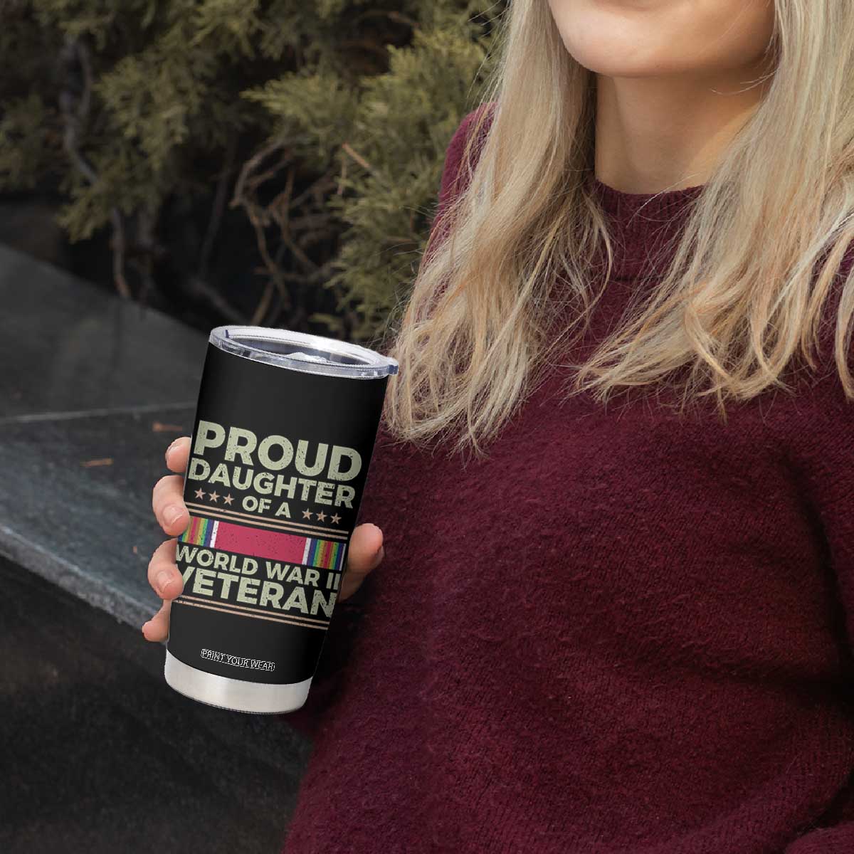 Proud Daughter Of A World War II Veteran Tumbler Cup US WWII Vet TS11 Print Your Wear