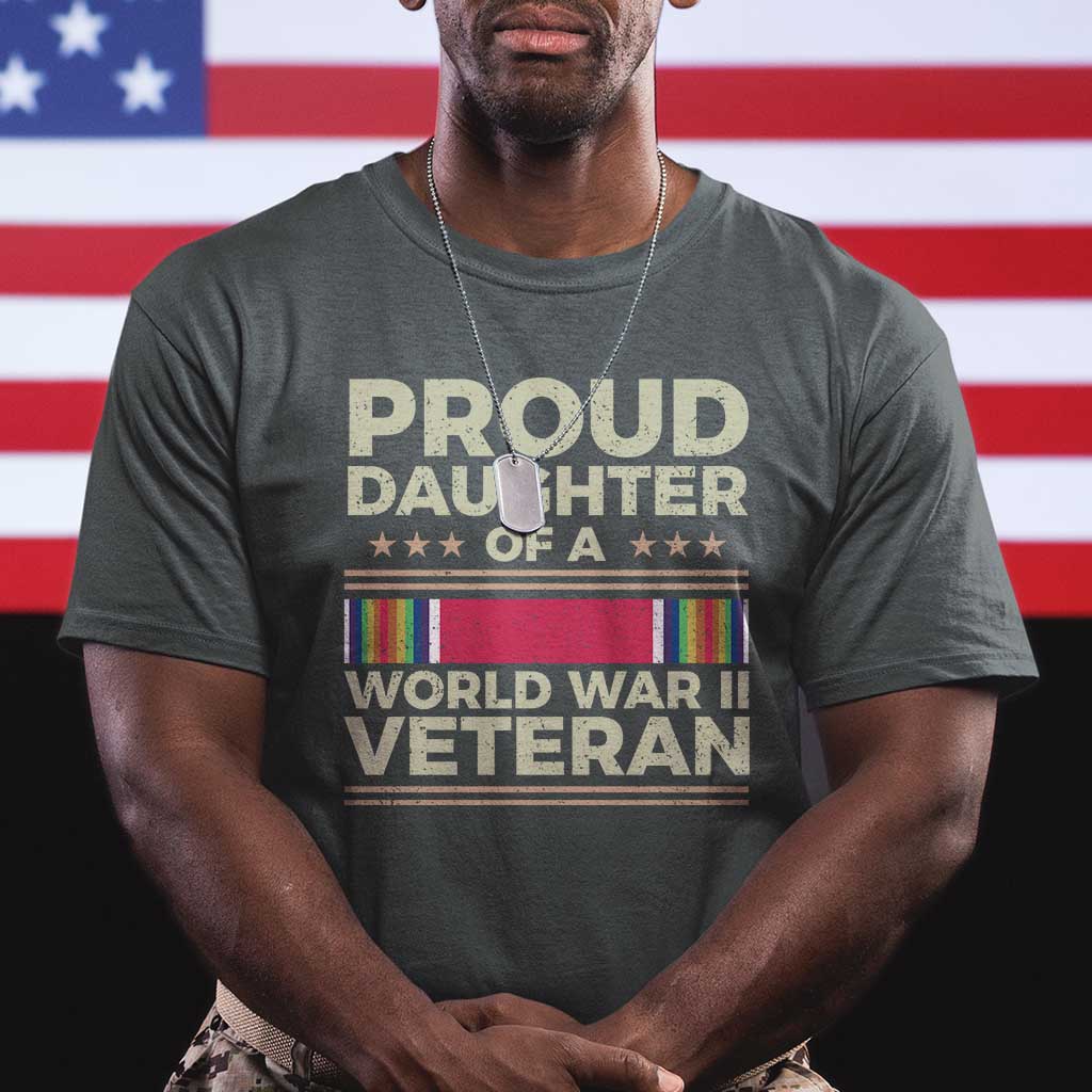 Proud Daughter Of A World War II Veteran T Shirt US WWII Vet TS11 Dark Heather Print Your Wear