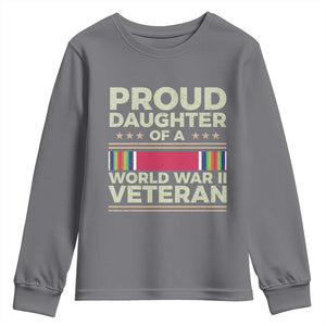 Proud Daughter Of A World War II Veteran Youth Sweatshirt US WWII Vet TS11 Charcoal Print Your Wear