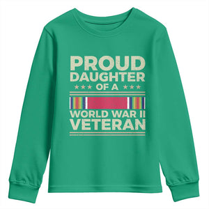Proud Daughter Of A World War II Veteran Youth Sweatshirt US WWII Vet TS11 Irish Green Print Your Wear