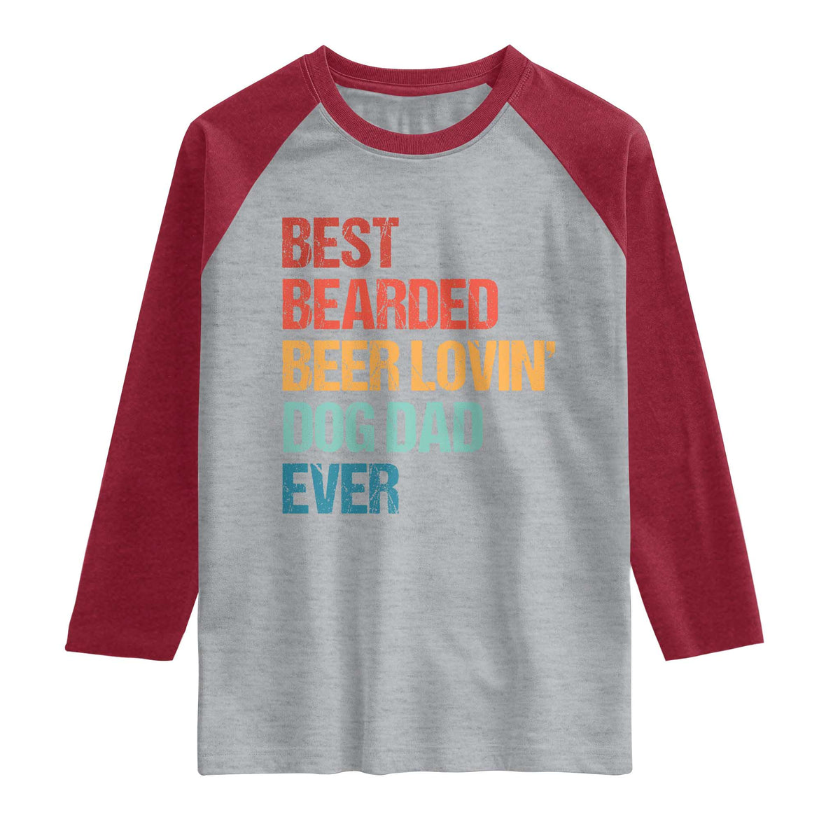 Best Bearded Beer Loving Dog Dad Ever Raglan Shirt Pet Lover Father's Day TS11 Heather Gray Heather Red Print Your Wear