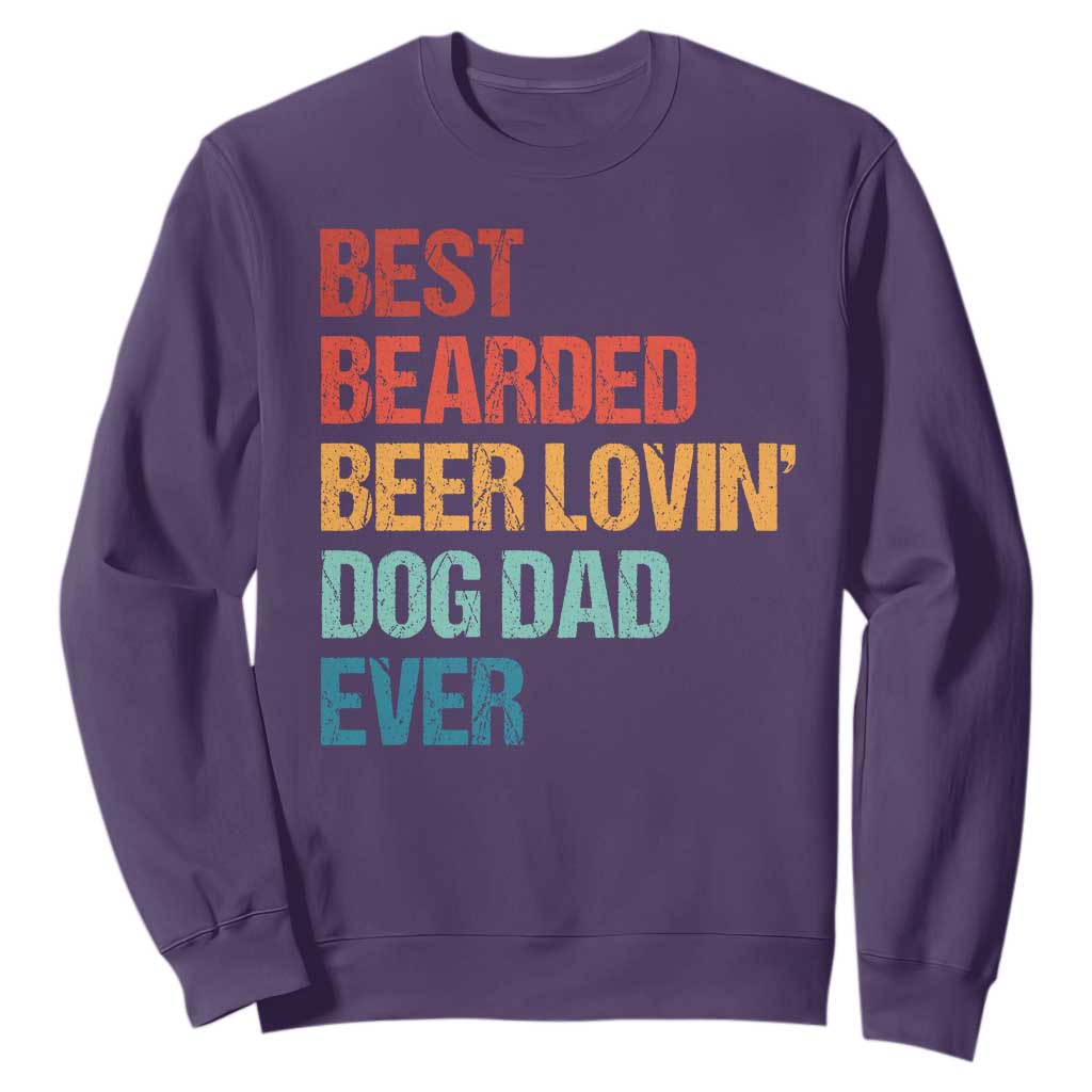 Best Bearded Beer Loving Dog Dad Ever Sweatshirt Pet Lover Father's Day TS11 Purple Print Your Wear
