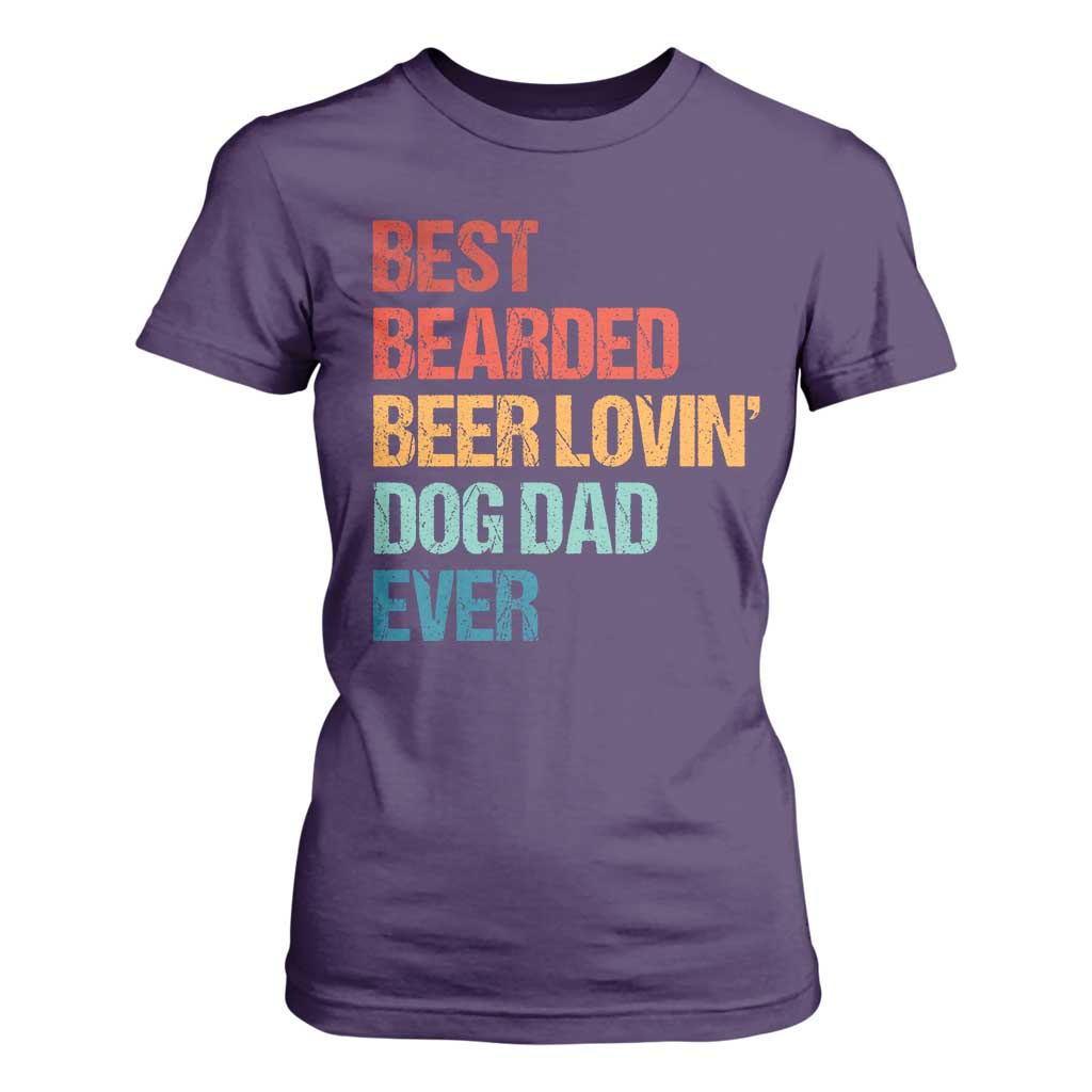 Best Bearded Beer Loving Dog Dad Ever T Shirt For Women Pet Lover Father's Day TS11 Purple Print Your Wear