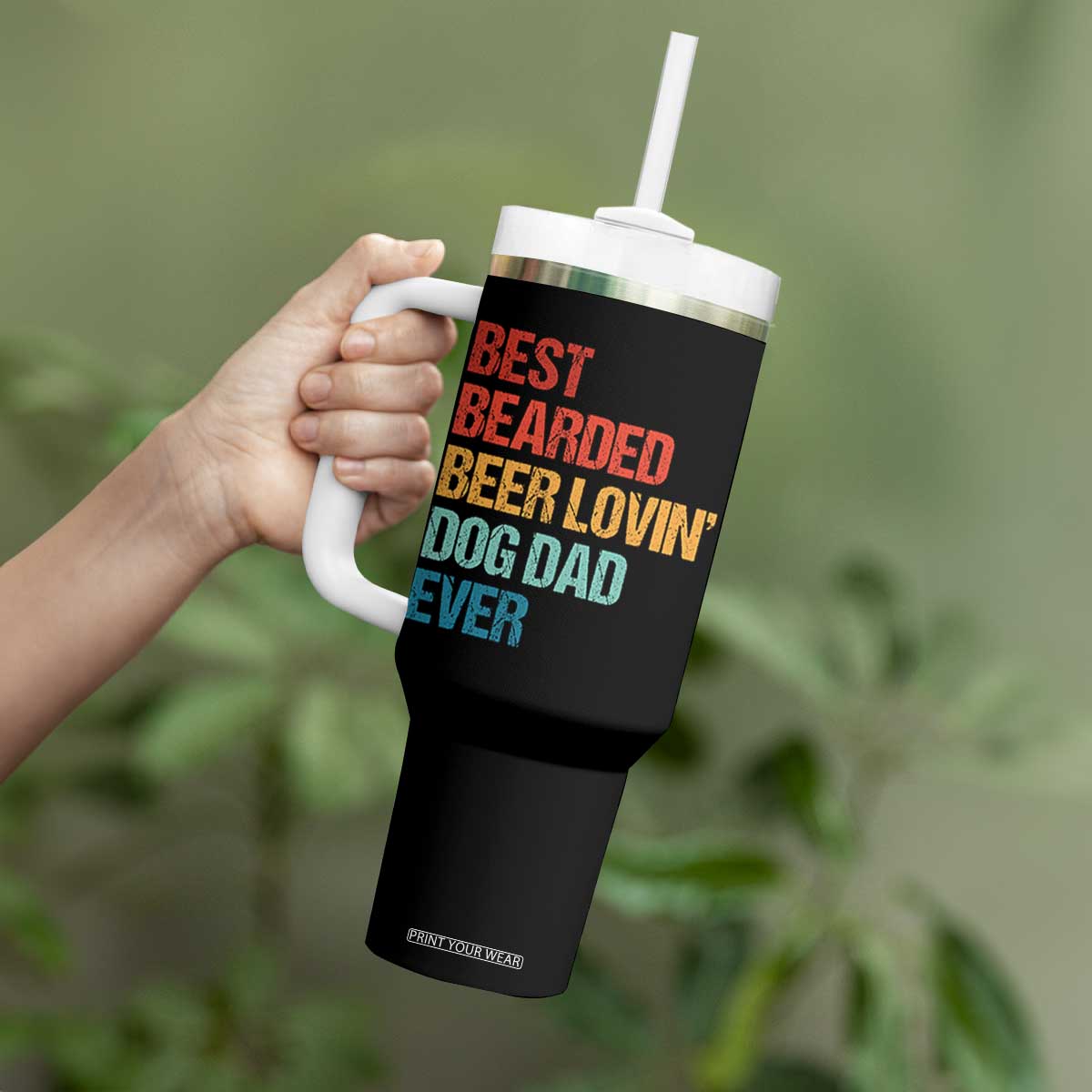 Best Bearded Beer Loving Dog Dad Ever Tumbler With Handle Pet Lover Father's Day