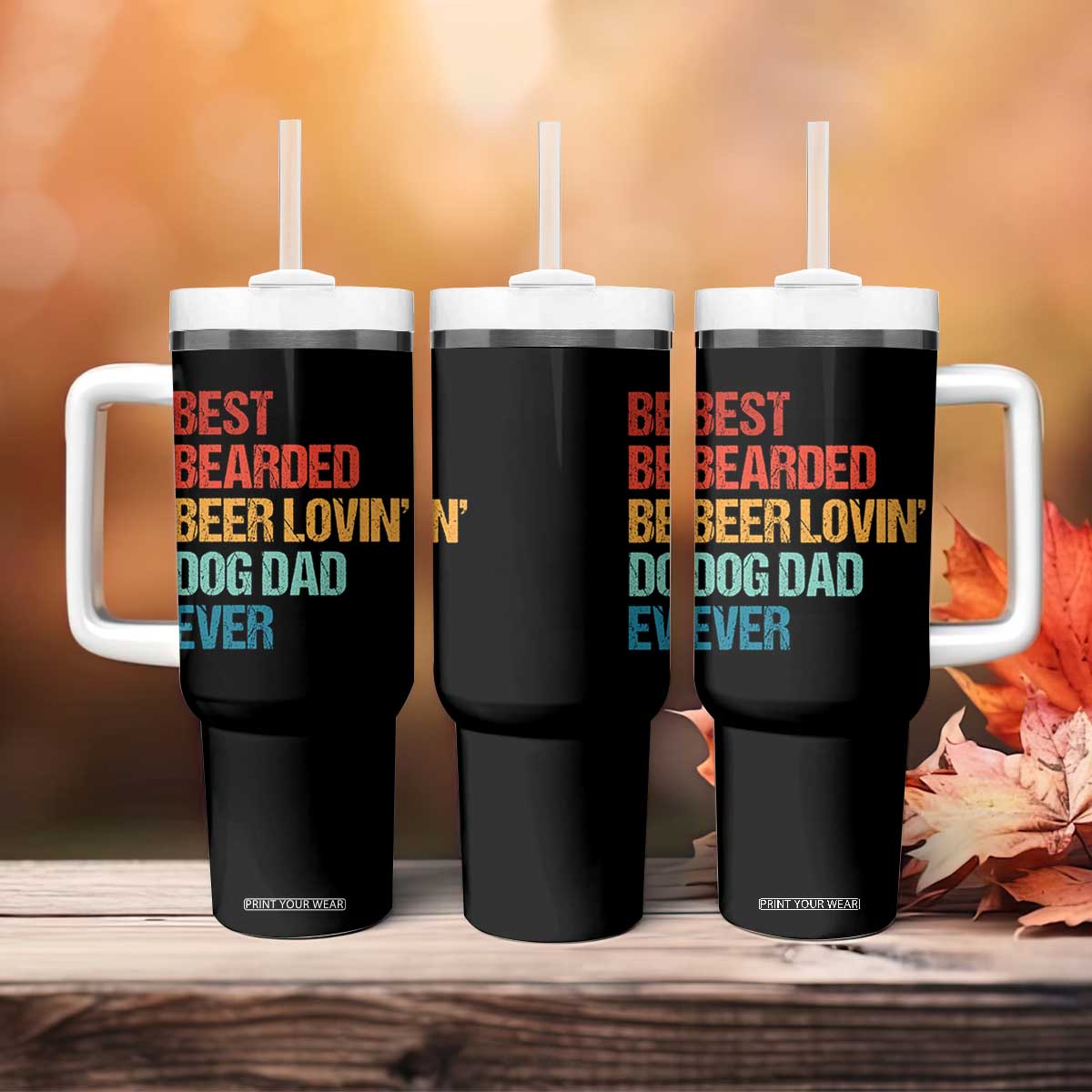 Best Bearded Beer Loving Dog Dad Ever Tumbler With Handle Pet Lover Father's Day
