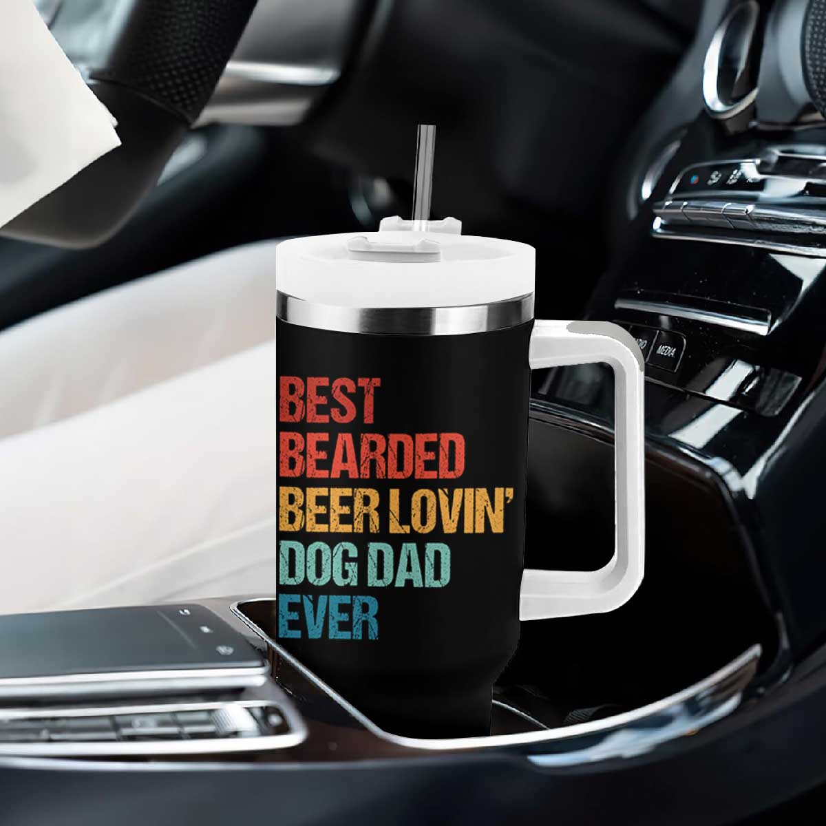 Best Bearded Beer Loving Dog Dad Ever Tumbler With Handle Pet Lover Father's Day