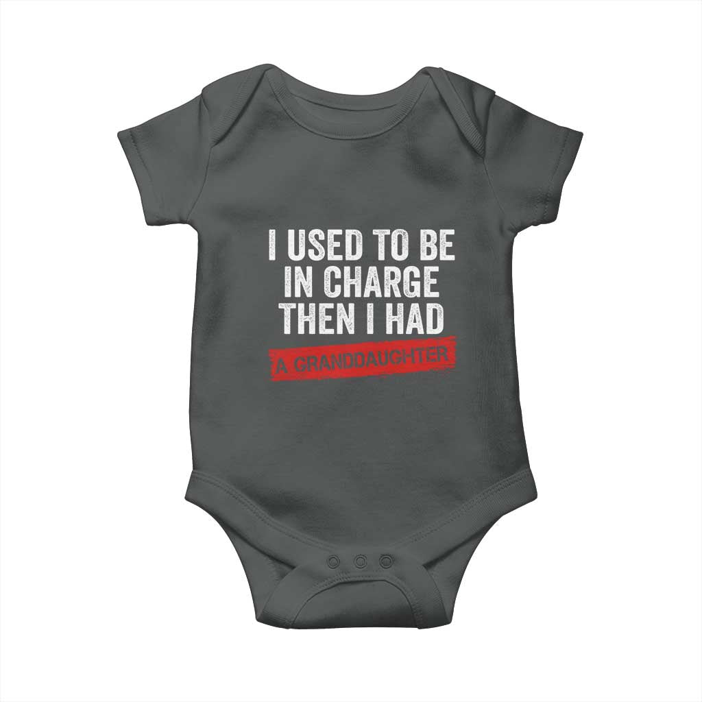 I Used To Be In Charge Then I Had A Granddaughter Baby Onesie Funny Girl Grandpa Father's Day TS11 Dark Heather Print Your Wear