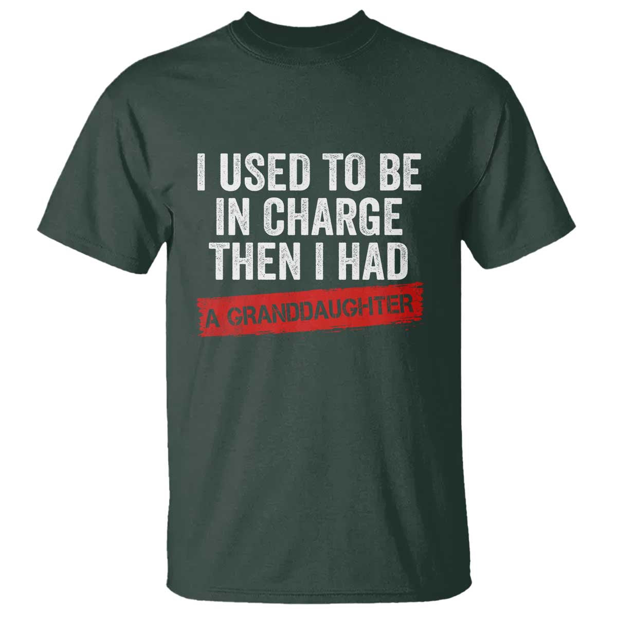 I Used To Be In Charge Then I Had A Granddaughter T Shirt Funny Girl Grandpa Father's Day TS11 Dark Forest Green Print Your Wear