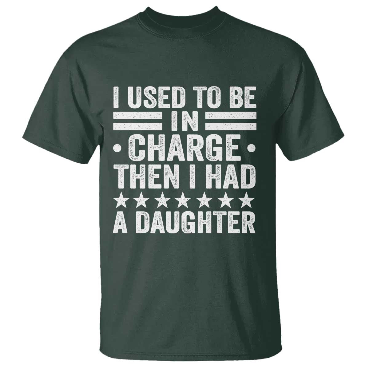 I Used To Be In Charge Then I Had A Daughter T Shirt Funny Girl Dad TS11 Dark Forest Green Print Your Wear