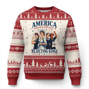 America Celebrating 250 Years Of Rejecting Kings 4th of July Ugly Christmas Sweater