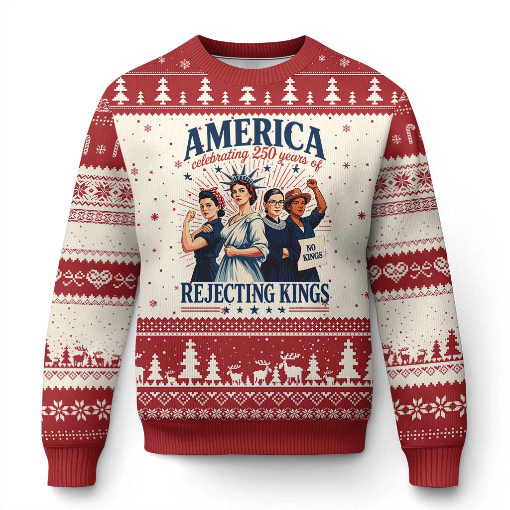 America Celebrating 250 Years Of Rejecting Kings 4th of July Ugly Christmas Sweater TS11 Beige Red Print Your Wear