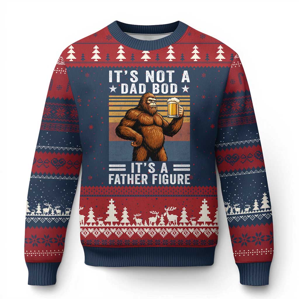 It Is Not A Dad Bod It Is A Father Figure Ugly Christmas Sweater Funny Beer Bigfoot Dad Father's Day TS11 Navy Red Print Your Wear