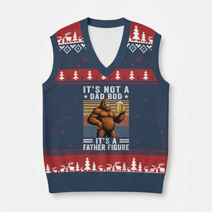 It Is Not A Dad Bod It Is A Father Figure V-Neck Knit Sweater Vest Funny Beer Bigfoot Dad Father's Day TS11 Navy Red Print Your Wear