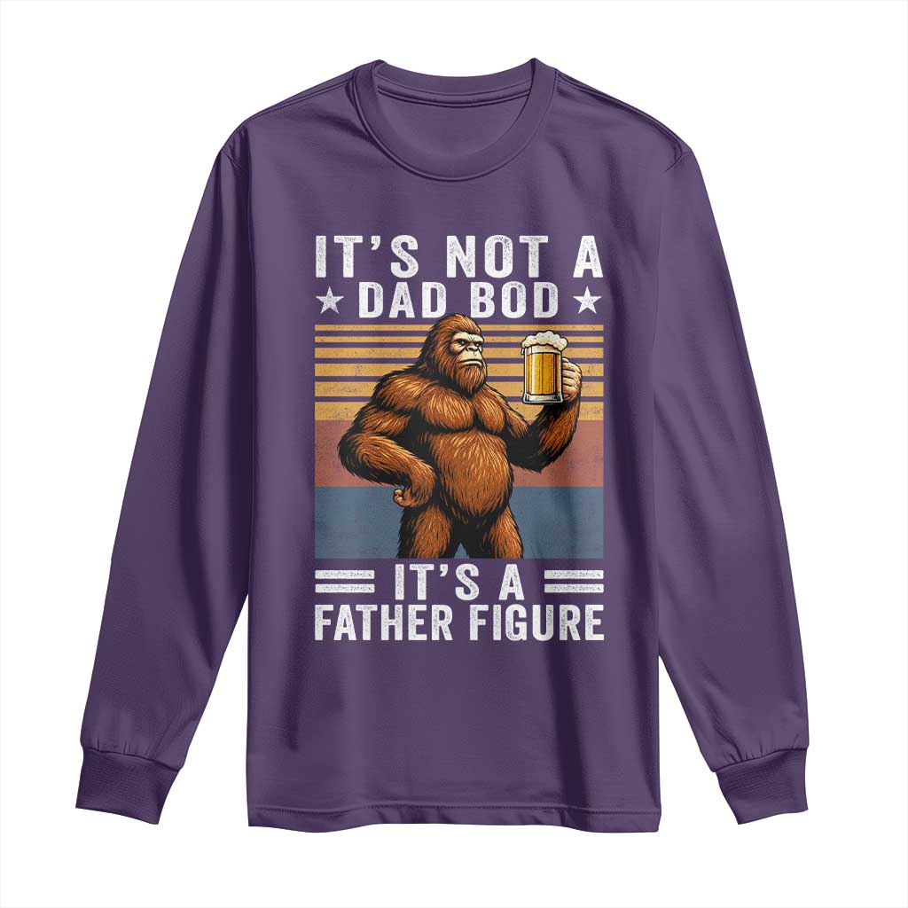 It Is Not A Dad Bod It Is A Father Figure Long Sleeve Shirt Funny Beer Bigfoot Dad Father's Day TS11 Purple Print Your Wear