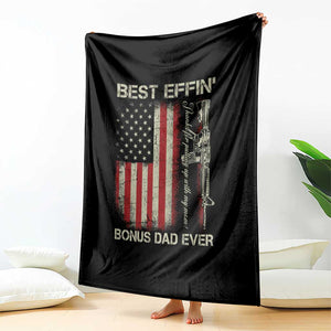 Best Effin Bonus Dad Ever Throw Blanket Step Dad Fathers Day Vintage American Flag TS11 Print Your Wear